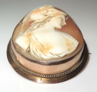 Vintage Antique Victorian 9K 9ct Solid Gold Pink Shell Classic Cameo Brooch Pin 6