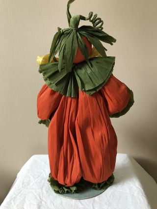 Vintage Halloween Crepe Paper Pumpkin Man Jack O ' Lantern Figure 5