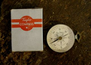 Vintage Taylor Telaway Pocket Compass With Box Made In The 1920 