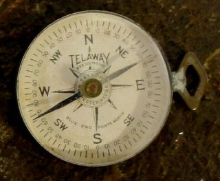 VINTAGE TAYLOR TELAWAY POCKET COMPASS WITH BOX MADE IN THE 1920 ' S. 2