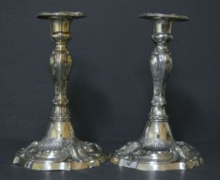 DECORATIVE PAIR MARKED SPANISH SOLID SILVER CANDLESTICKS ROCOCO STYLE 2