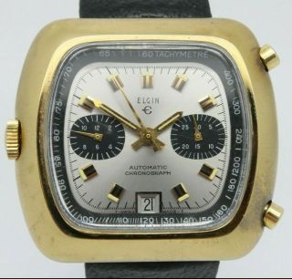 Vintage Elgin Automatic Mens 42mm Chronograph Watch C.  366 Heuer Cal.  12 Needs Tlc