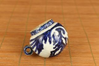 Chinese Old Blue And White Porcelain Hand Painting Phoenix Bird Feeder Jar Pot