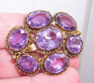 Stunning Large Antique Victorian 9ct Gold & Stone Oval Facet Amethyst Brooch Pin