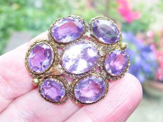 Stunning Large Antique Victorian 9ct Gold & Stone Oval Facet Amethyst Brooch Pin 2