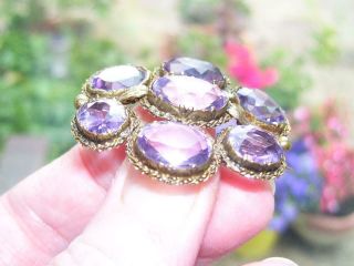 Stunning Large Antique Victorian 9ct Gold & Stone Oval Facet Amethyst Brooch Pin 3