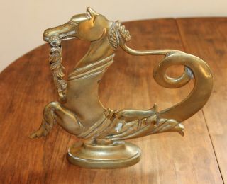 Antique Venetian Gondola Boat Mooring Sea Horse LARGE Figurine Statue Brass Art 2