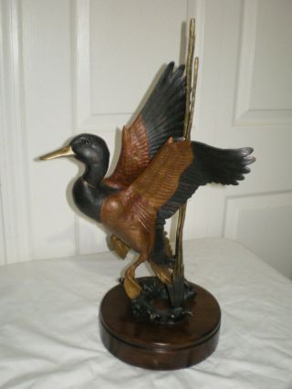 Rare Ronnie Wells Mallard Rise Ducks Unlimited 19 " Bronze Sculpture Statue Decoy