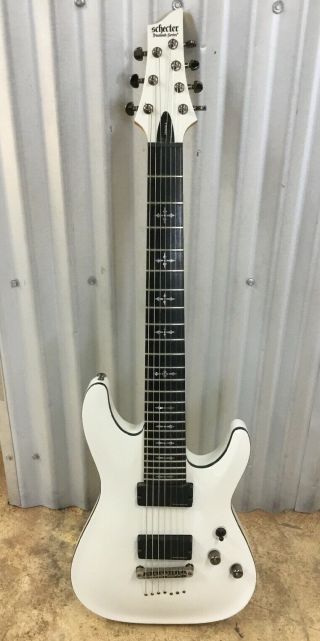 Schecter Diamond Series Demon - 7 White 7 String Electric Guitar Right Handed