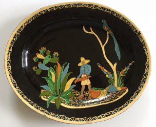 Antique Vintage Tlaquepaque Mexican Folk Art Pottery Ceramic Tray Plate Platter