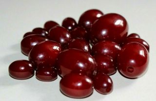 Antique Art Deco Cherry Amber Bakelite Beads.  Loose.  67.  7 Grams.