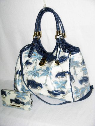 Brahmin Rare Rare Blue Copa Cabana Elisa Shoulder Bag & Wallet Nwt 1957 Chevy