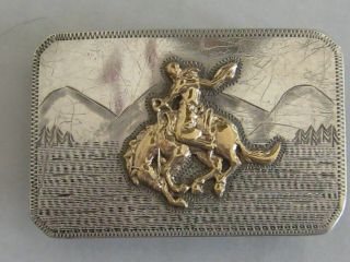 Very Rare Sterling Silver And 10k Gold Srour Buckle