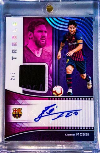 2018 - 19 Panini Treble Lionel Messi Patch Auto 2/5 Barcelona Rare