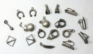 19 Vintage 1930 Navajo Native American Indian Silver Charm Bracelet Charms