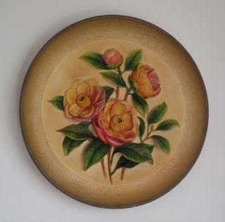 Vintage 13 " Chalkware Wall Plaques By Bossons Eng 1959 Design Roses
