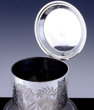 AMAZINGc1880 JAMES DIXON SILVER PLATE DEEPLY ETCHED BISCUIT BARREL TEA CADDY JAR 6