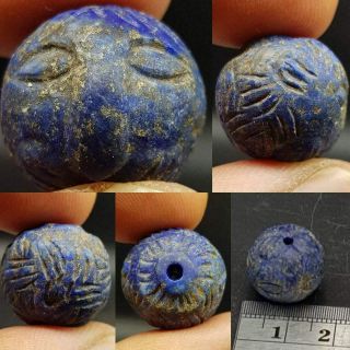 1st Century Ancient Rare Unique Lapis Lazuli Stone Face Bead 35