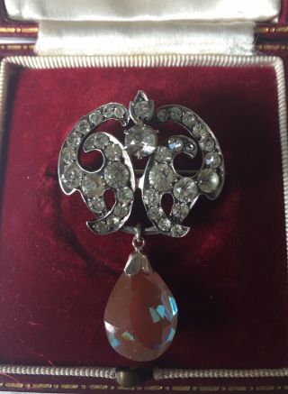 Antique French Art Nouveau Paste & Saphiret Silver Pin/brooch