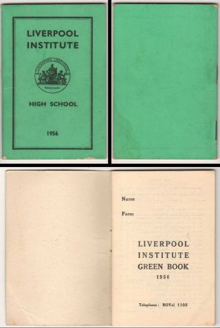 Beatles Ultra Rare 1956 Liverpool Institute Member Book Paul Mccartney & George