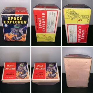 VINTAGE Yonezawa Red Space Explorer Robot Tin Battery Op Space Toy 1967 12