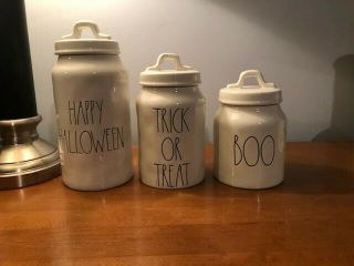 Rae Dunn Boo Canister Happy Halloween And Trick Or Treat Canister Trio Rare Htf