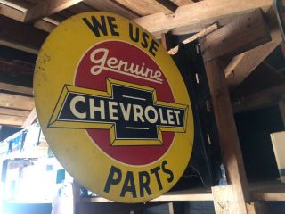 We Use Chevrolet Parts Vintage Flange Sign Not Repop