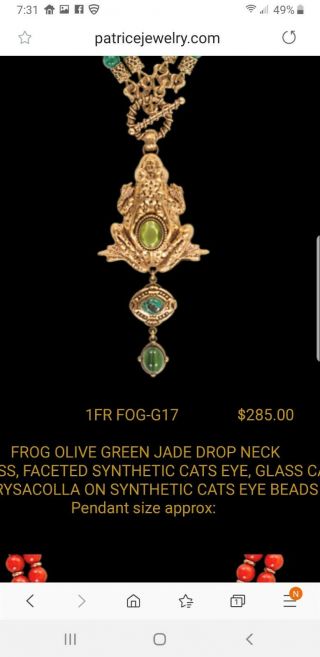 Womens Designer Necklace PATRICE $285 Retail FROG 6