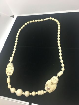 Vintage Chinese Ivory Beaded Necklace