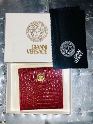 Vintage Red Crocodile Skin Authentic Gianni Versace Red Wallet 100 Real