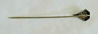 Antique 14K White Gold Stick Pin with Diamonds & Sapphires 5