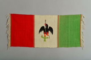 Antique Mexican Flag Handwoven Saltillo Serape Shawl Blanket Tapestry
