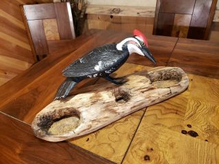 Pileated woodpecker wood carving songbird carving duck decoy Casey Edwards 9