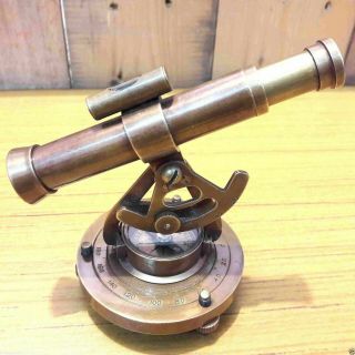 Nautical Brass Alidade Telescope With Compass Collectible Handmade Instruments
