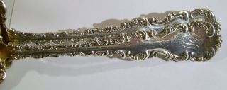 Whiting Louis XV Sterling Salad Serving Fork & Spoon Set gold wash & monograms 3