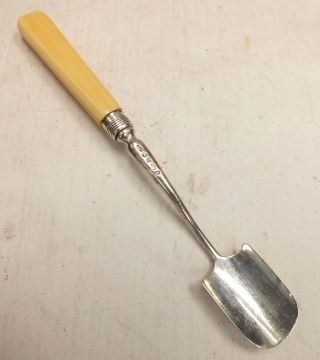 Antique Hallmarked Solid Silver Sugar Spoon/ Shovel With Enamel Handle - S31