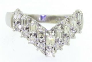 Vintage 1950s Platinum elegant 1.  0CT VS1/F diamond tiara cocktail ring size 6.  5 2