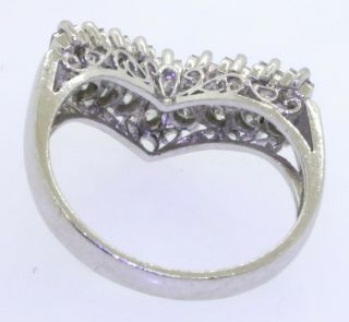 Vintage 1950s Platinum elegant 1.  0CT VS1/F diamond tiara cocktail ring size 6.  5 4