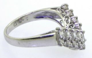 Vintage 1950s Platinum elegant 1.  0CT VS1/F diamond tiara cocktail ring size 6.  5 6