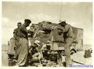Rare Wehrmacht Afrika Korps Soldiers Cook In Desert By Opel Blitz Lkw Truck