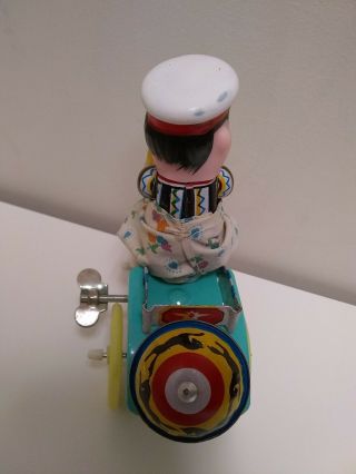 Vintage Windup Tin Toy Ice Cream Man,  Bike,  Made In China 4