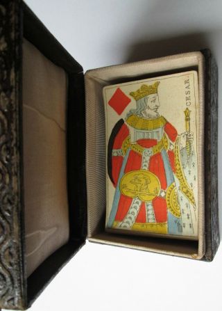 1816 Gatteaux Paris Poker Playing Cards 52/52 Very Rare In Italian Leather Box