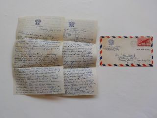 Wwii Letter 1943 Artwork Sketches Drawing Paper U.  S.  S.  Lunga Point Ww2