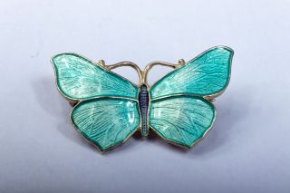 Antique Art Deco Sterling Silver Hallmarked John Atkins Enamel Butterfly Brooch