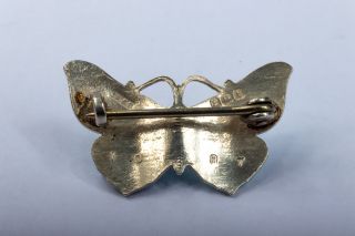 Antique Art Deco Sterling Silver Hallmarked John Atkins Enamel Butterfly Brooch 2