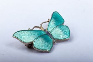 Antique Art Deco Sterling Silver Hallmarked John Atkins Enamel Butterfly Brooch 3