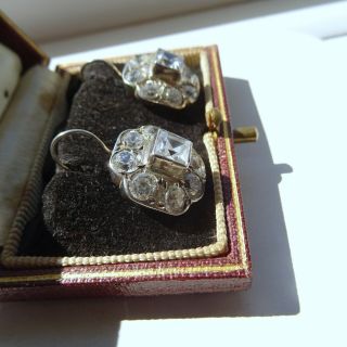 Antique Art Deco / Edwardian Era Silver and Crystal Paste Earrings 5