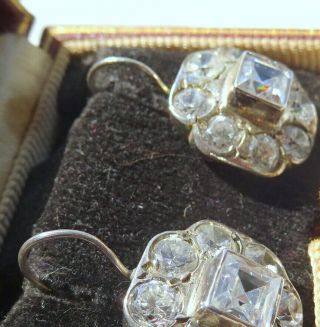 Antique Art Deco / Edwardian Era Silver and Crystal Paste Earrings 8
