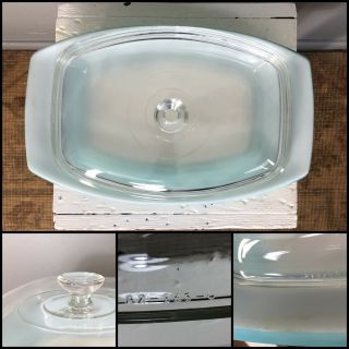 Vtg 60s Turquoise Pyrex Atomic Compass Star 1.  5 Qt MidCentury Oval Casserole Lid 11
