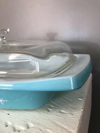 Vtg 60s Turquoise Pyrex Atomic Compass Star 1.  5 Qt MidCentury Oval Casserole Lid 4